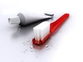 Toothbrush with toothpaste tube