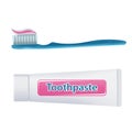 Toothbrush with toothpaste and tube isolated on white background