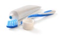 Toothbrush and tube of toothpaste Royalty Free Stock Photo