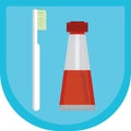 toothbrush with a tube of toothpaste. Vector illustration decorative design Royalty Free Stock Photo