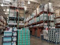 Toothbrushes, coffee pods, Food, and other supplies on Display inside Costco