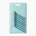 Toothbrushes for interdental spaces in packing isolated realistic 3d vector illustration