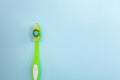 Toothbrushes on light blue background, close up different kinds of Toothbrushes, new not used, isolated for text insertion Royalty Free Stock Photo
