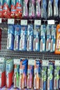 Toothbrushes in a supermarket Royalty Free Stock Photo