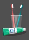 Toothbrushes and Toothpaste Vector Illustration