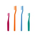 toothbrushes for the whole family. Children s and adult teeth cleaning brush. Vector illustration on a white background