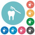 Toothbrushing flat round icons