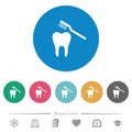 Toothbrushing flat round icons