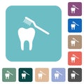 Toothbrushing rounded square flat icons