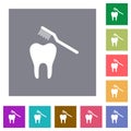 Toothbrushing square flat icons