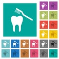 Toothbrushing square flat multi colored icons