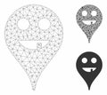 Toothless Smiley Map Marker Vector Mesh Network Model and Triangle Mosaic Icon