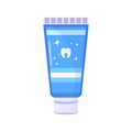 Toothpaste of blue tube flat icon.