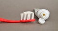 Toothpaste and brush closeup, dental care concept