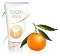 Toothpaste with fresh tangerine.