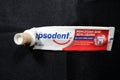 A toothpaste that has run out. Pepsodent. Royalty Free Stock Photo