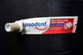 A toothpaste that has run out. Pepsodent.