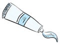 Toothpaste with microbeads squeezed and coming out from a blue toothpaste tube vector or color illustration