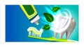 Toothpaste With Mint Advertising Poster Vector Illustration