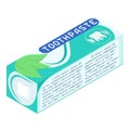 Toothpaste package icon, isometric style