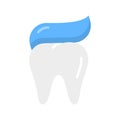 Toothpaste on tooth icon. Care your teeth. Disease prevention symbol