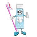 Toothpaste & toothbrush cartoon Royalty Free Stock Photo