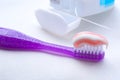 Toothpaste on a toothbrush. Closeup Royalty Free Stock Photo