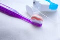 Toothpaste on a toothbrush. Closeup Royalty Free Stock Photo
