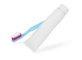 Toothpaste and toothbrush isolated on white background Royalty Free Stock Photo