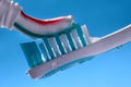 Toothpaste on toothbrush Royalty Free Stock Photo