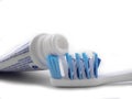 Toothpaste and toothbrush teeth healty Royalty Free Stock Photo