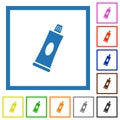 Toothpaste tube flat framed icons Royalty Free Stock Photo