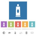 Toothpaste tube flat white icons in square backgrounds Royalty Free Stock Photo