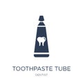 Toothpaste tube icon. Trendy flat vector Toothpaste tube icon on