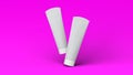 Double dynamic toothpaste mockup on pink background. 3D Rendering