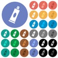 Toothpaste tube round flat multi colored icons Royalty Free Stock Photo
