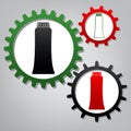 Toothpaste tube sign illustration. Vector. Three connected gears