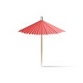 Toothpick cocktail umbrella, paper parasol miniature red, realistic 3d vector model isolated on the white Royalty Free Stock Photo