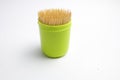 Toothpick in a green bottle Royalty Free Stock Photo