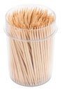 Toothpicks in a box isolated on white background with clipping path Royalty Free Stock Photo