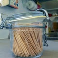 Toothpicks in a glass jar Royalty Free Stock Photo