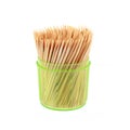 toothpicks in plastic container isolated on white Royalty Free Stock Photo