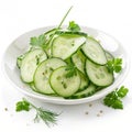 Toothsome cucumber salad isolated on white background Royalty Free Stock Photo