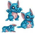 Toothy blue monster with big eyes and ears Royalty Free Stock Photo