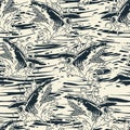 Toothy shark monochrome pattern seamless