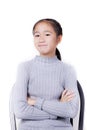 Toothy smiling face asian teenager isolated white background Royalty Free Stock Photo