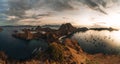 Top aerial drone view of Padar Island in a morning before sunrise, Komodo Island National Park, Labuan Bajo, Flores Royalty Free Stock Photo