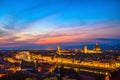 Top aerial panoramic evening view of Florence city Royalty Free Stock Photo