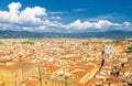 Top aerial panoramic view of Florence city historical centre, Basilica di Santa Croce di Firenze Royalty Free Stock Photo