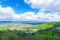 Top aerial panoramic view of Karlovy Vary Carlsbad spa town Royalty Free Stock Photo